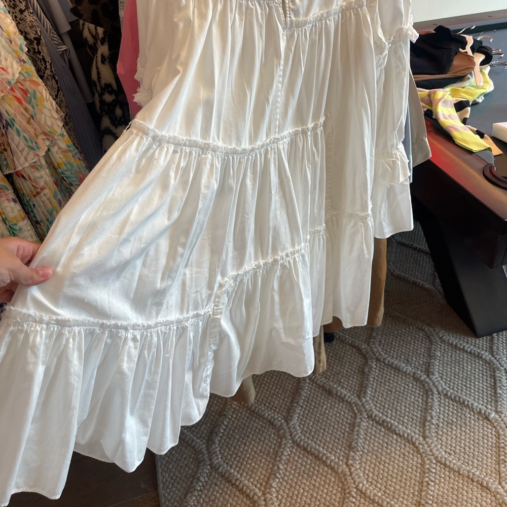 Aje L’espirit Ruffle Trim White Long Sleeve Mini Dress - Picture 8 of 8
